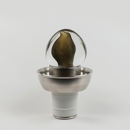 "Klass" with stainless steel base and blown glass